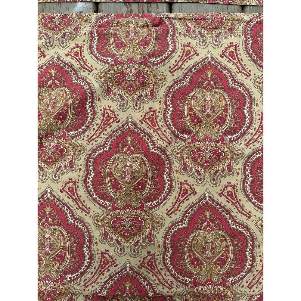Set Of 2 Ralph Lauren Red Tan Standard Jacobean Pillow Shams 100% Cotton Bahrain